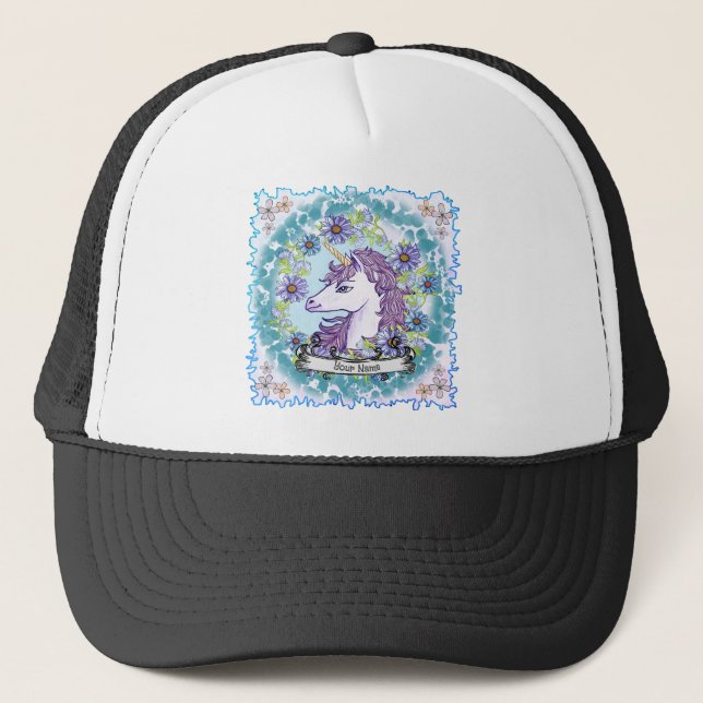 Gorra De Camionero Blue Daisy Unicorn (Anverso)