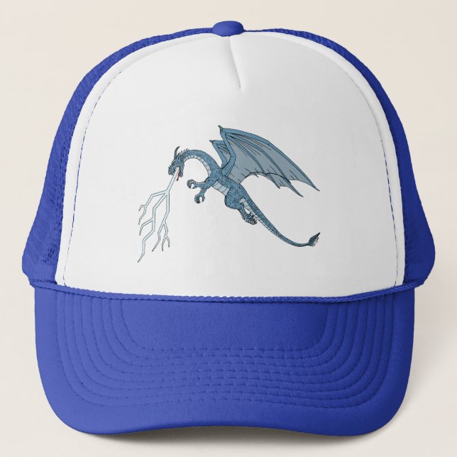 Gorra De Camionero Blue Dragon Spitting Lightning (Anverso)