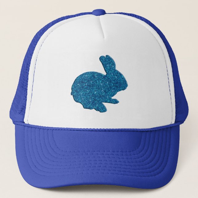 Gorra De Camionero Blue Glitter Silhouette Easter Bunny Hat (Anverso)
