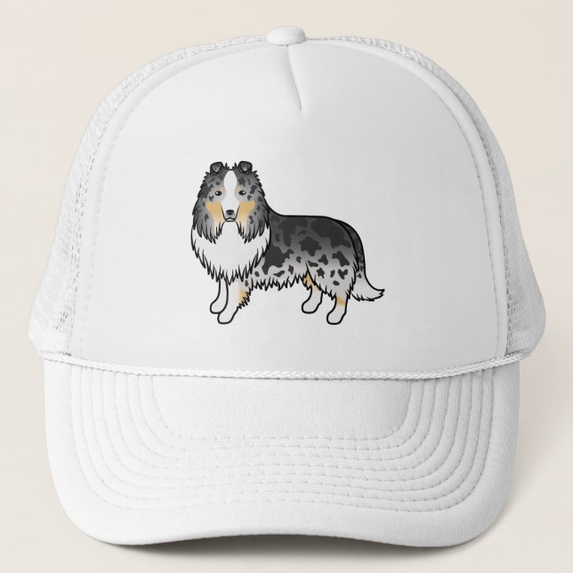 Gorra De Camionero Blue Merle Shetland Sheepdog Sheltie Cartoon Dog (Anverso)
