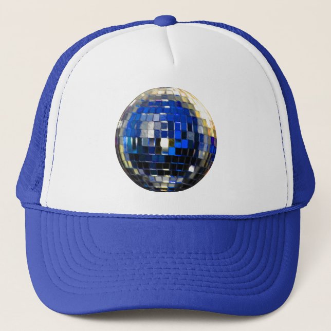 Gorra De Camionero Blue Metallic Disco Ball (Anverso)