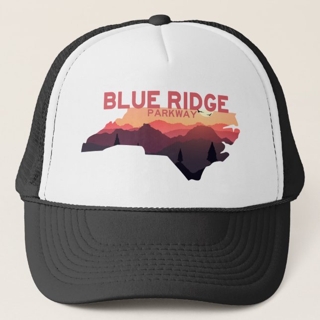 Gorra De Camionero Blue Ridge Parkway North Carolina Map (Anverso)