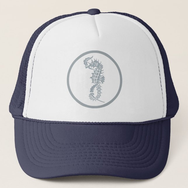 Gorra De Camionero Blue Seahorse Blue Classic Nautical Elegant (Anverso)