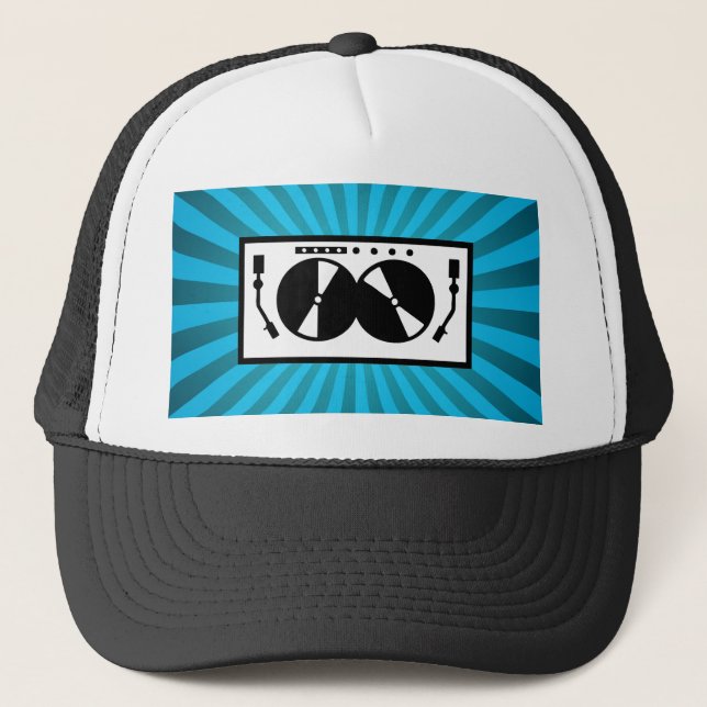 Gorra De Camionero Blue Sunburst DJ Turnable Music Baseball (Anverso)
