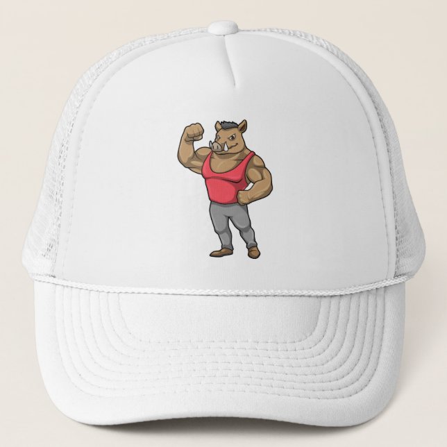 Gorra De Camionero Boar Bodybuilder Músculos de Construcción de Cuerp (Anverso)