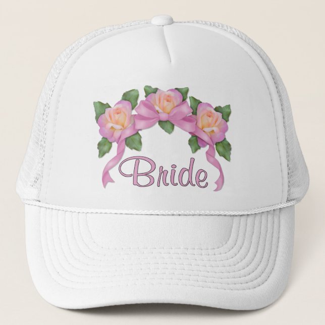 Gorra De Camionero Boda de cinta Rosa - Novia (Anverso)