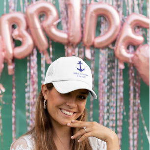 Gorra De Camionero Boda de destino Blue Nautical Anchor Beach