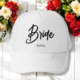 Gorra De Camionero Boda de escritura blanca de novia