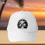 Gorra De Camionero Boda de la isla del bachillerato de playa personal<br><div class="desc">Palmeras negras de Guay en una elegante fiesta de personalizado o gorra boda. Personalizar a estos gorras tropicales para tu boda de destino. Son perfectas para toda la fiesta nupcial en una cena de ensayo de escapada de la isla o para una criada de honor o el mejor hombre.</div>