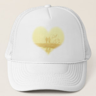 Gorra De Camionero Boda en la playa del corazón amarillo