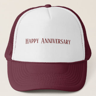 Gorra De Camionero Boda Feliz Aniversario Texto Marrón Personalizado