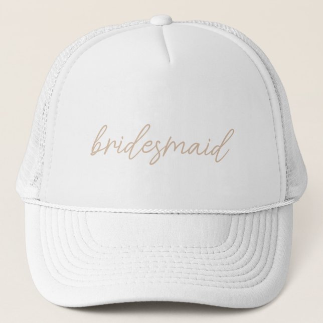 Gorra De Camionero Boda moderna | Guión beige (Anverso)