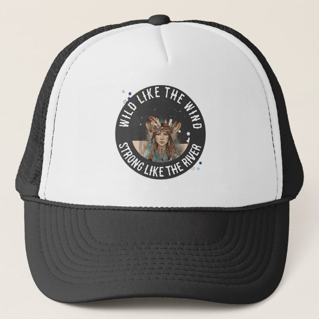 Gorra De Camionero Boho Chic Espíritu Libre Sueños de Plumas  (Anverso)