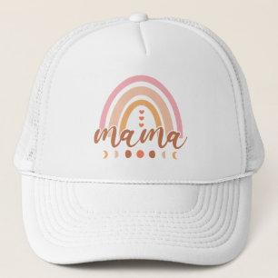 Gorra De Camionero Boho Rainbow Mama con las fases lunares
