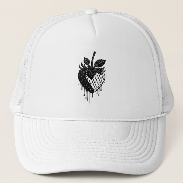 Gorra De Camionero Bold Vibrant Strawberry Digital Artwork Design (Anverso)