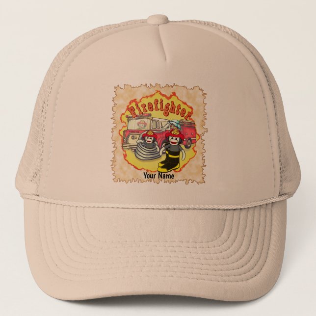 Gorra De Camionero Bombardero de camión de bomberos de monos de carga (Anverso)