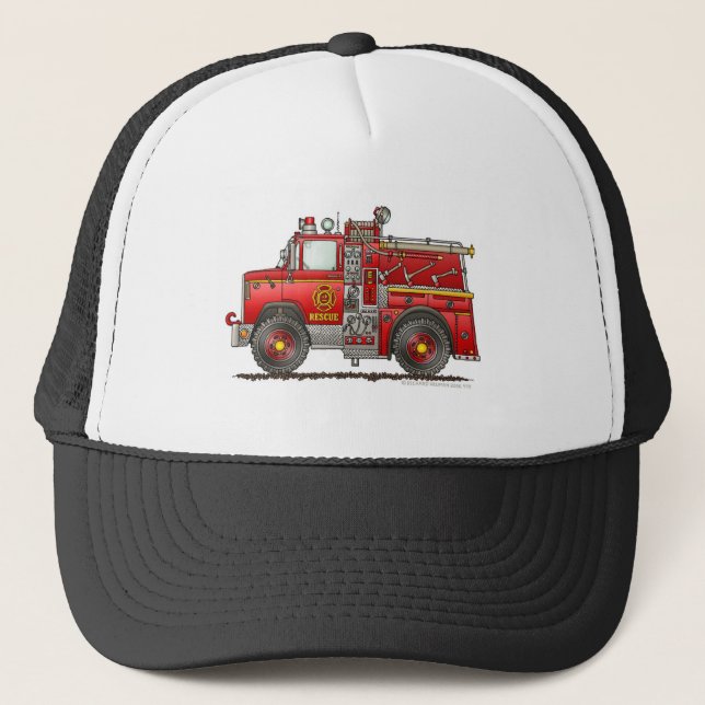 Gorra De Camionero Bombero del coche de bomberos del rescate de la (Anverso)