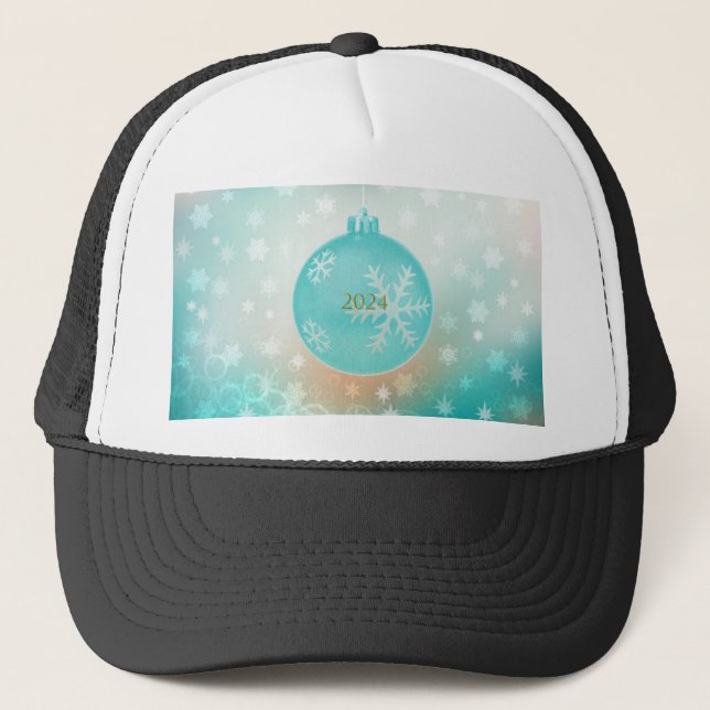 Gorra De Camionero Bombilla de Navidades azul claro festivo con 2024  (Anverso)