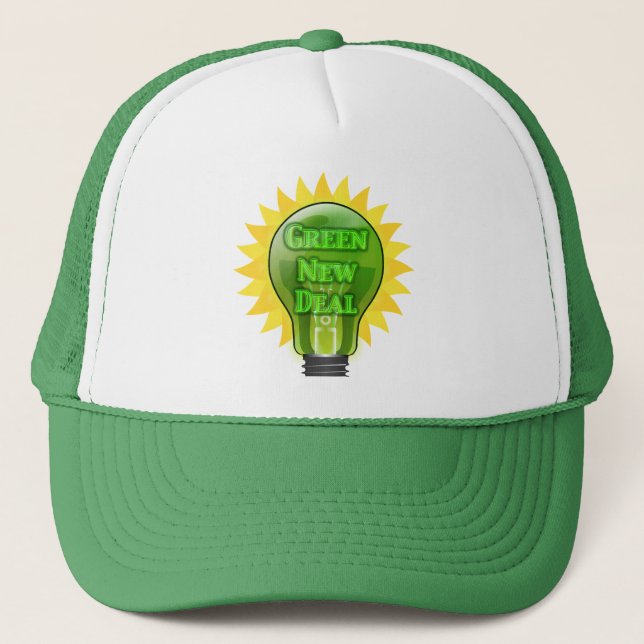Gorra De Camionero Bombilla verde para el nuevo trato (Anverso)