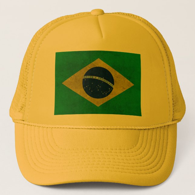 Gorra De Camionero Bone Bandeira do Brasil (Estilo Envelhecido) (Anverso)