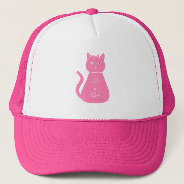 Gorra De Camionero Bonito Niña Rosa Personalizado Gato (Anverso)