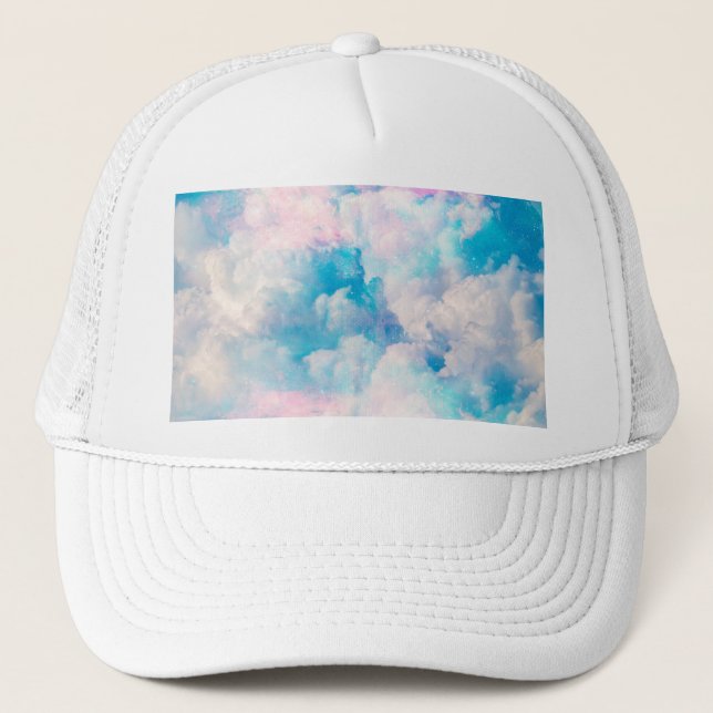 Gorra De Camionero Bonito Rainbow Pastel Clouds Diseño estético (Anverso)