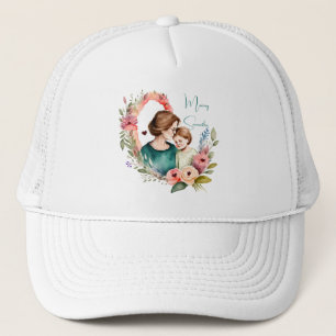 Gorra De Camionero Bono de mamá y hija adorables - Marco floral (4)