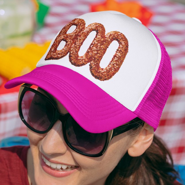 Gorra De Camionero Boo Faux Sequin Look Naranja (Subido por el creador)
