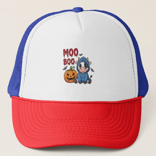 Gorra De Camionero Boo Halloween Spookan a la vaca fantasma (Anverso)