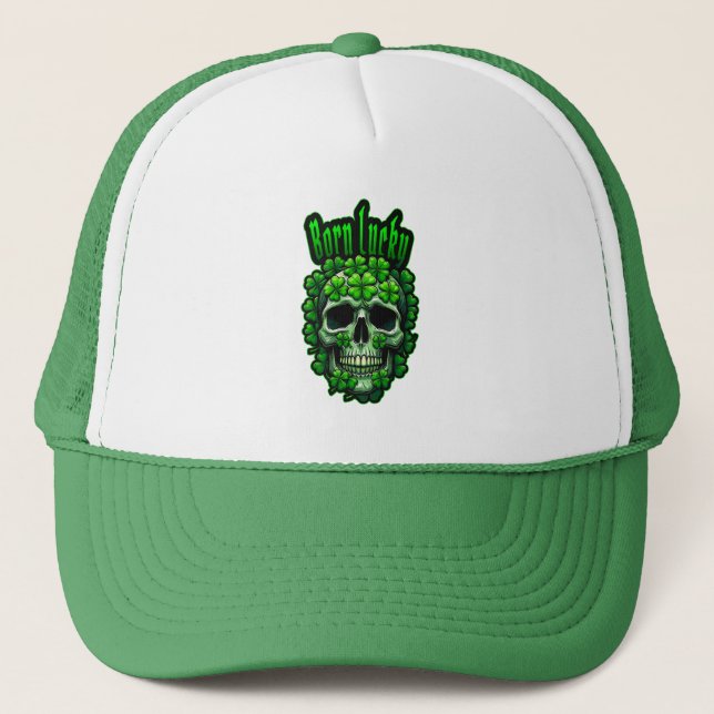 Gorra De Camionero Born Lucky Skull St Patrick’s Day - boné (Anverso)