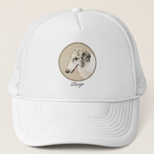 Gorra De Camionero Borzoi (Brindle plateado) Pintura original de arte