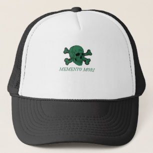 Gorra De Camionero Bosque Memento Mori Cráneo Verde y Huesos Cruzados
