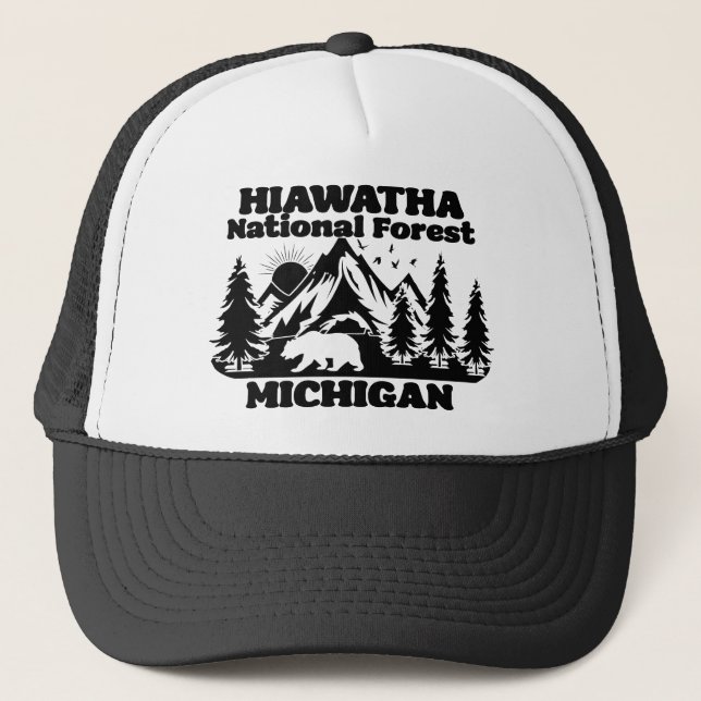 Gorra De Camionero Bosque nacional de Hiawatha Michigan (Anverso)