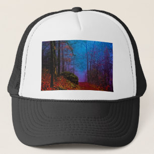 Gorra De Camionero Bosque pintado Otoño Niebla Púrpura