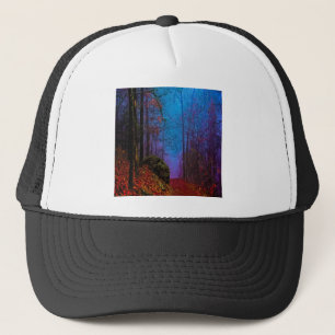 Gorra De Camionero Bosque pintado Otoño Niebla Púrpura