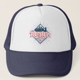 Gorra De Camionero Boston Massachusetts Estados Unidos Vintage USA