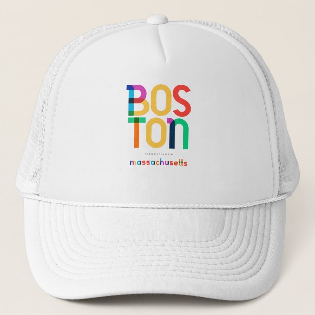 Gorra De Camionero Boston Massachusetts Mid Century, Pop Art, (Anverso)