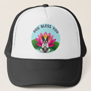 Gorra De Camionero Boston Terrier Yoga Perro Meditando Bendiciones Ze