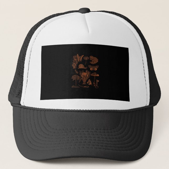 Gorra De Camionero Botanical Art, Frog Fungi Goblincore Aesthetic Cot (Anverso)