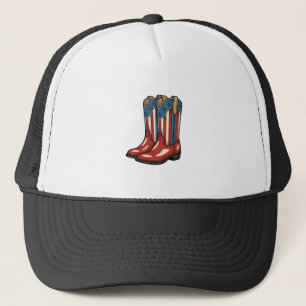 Gorra De Camionero Botas de vaquera patrióticas vintage Camisa occide