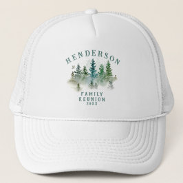 Gorra De Camionero Botón de Reunión Familiar de Pinos al Acuarela