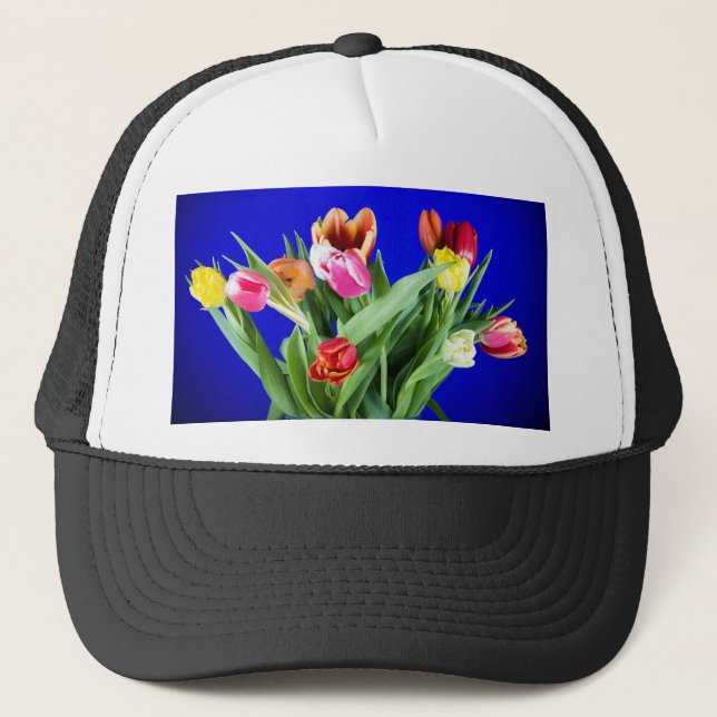 Gorra De Camionero Bouquet de tulipanes en azul (Anverso)