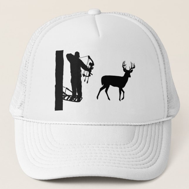 Gorra De Camionero Bowhunter en ciervos del tiroteo de Treestand (Anverso)