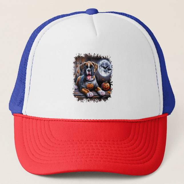 Gorra De Camionero Boxer Dog Halloween (Anverso)