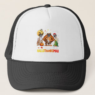 Gorra De Camionero Boxer Dog Happy Hallothanksmas Halloween Thanksgiv