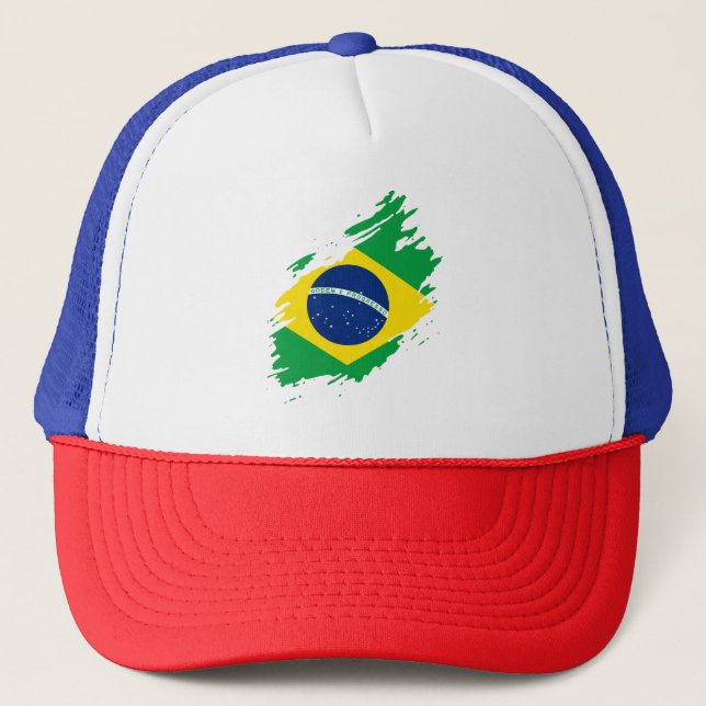 Gorra De Camionero Brasil: Bandera arrancada hinchas del deporte del  (Anverso)
