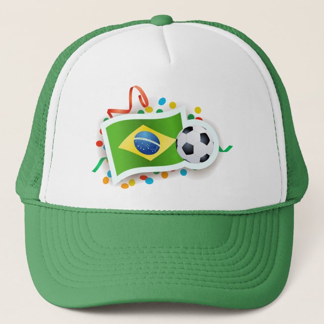 Gorra De Camionero Brasil, diseño de fútbol (Anverso)