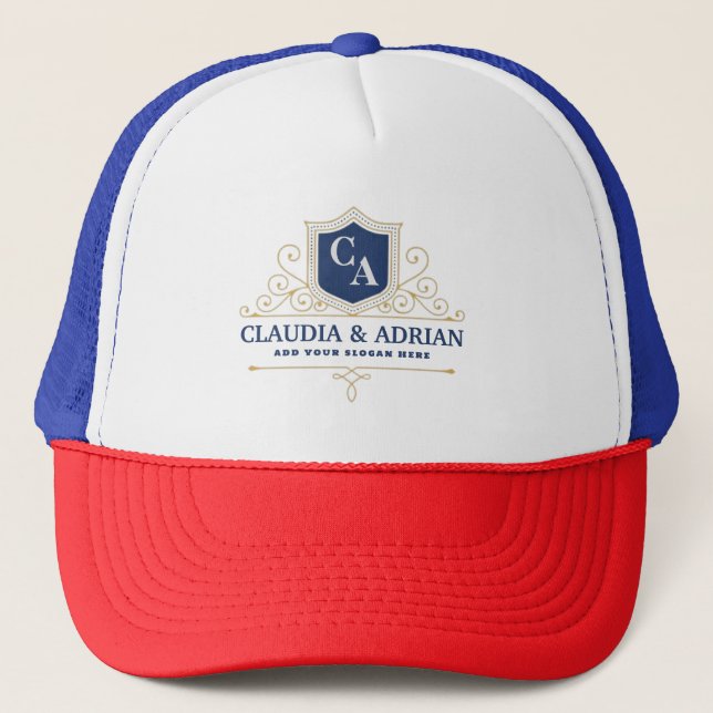 Gorra De Camionero Bride And Groom Monogram Names Elegant Weeding (Anverso)