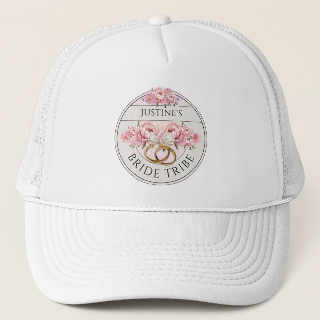 Gorra De Camionero Bride Tribe personalizado floral (Anverso)