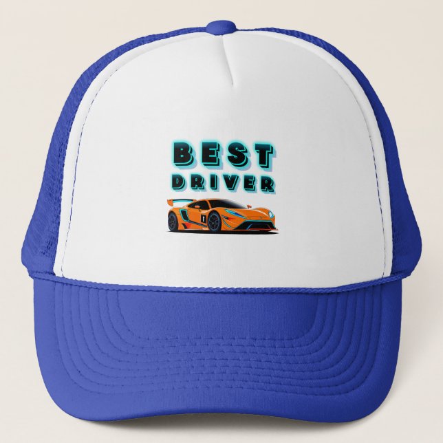 Gorra De Camionero Brillante Naranja Race Car con Neon Highlights (Anverso)
